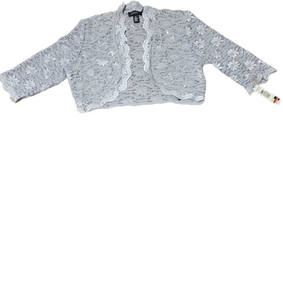 R&M Collection Platinum Gown with Lace Sequin Sweater - Picture 2 of 6